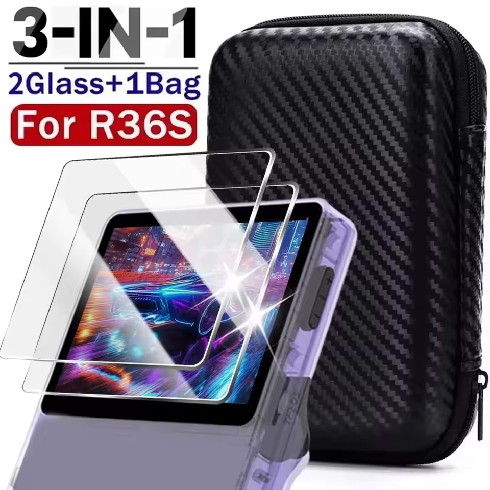 Screen Protector Tempered Glass Console - Étui de transport 3 en 1