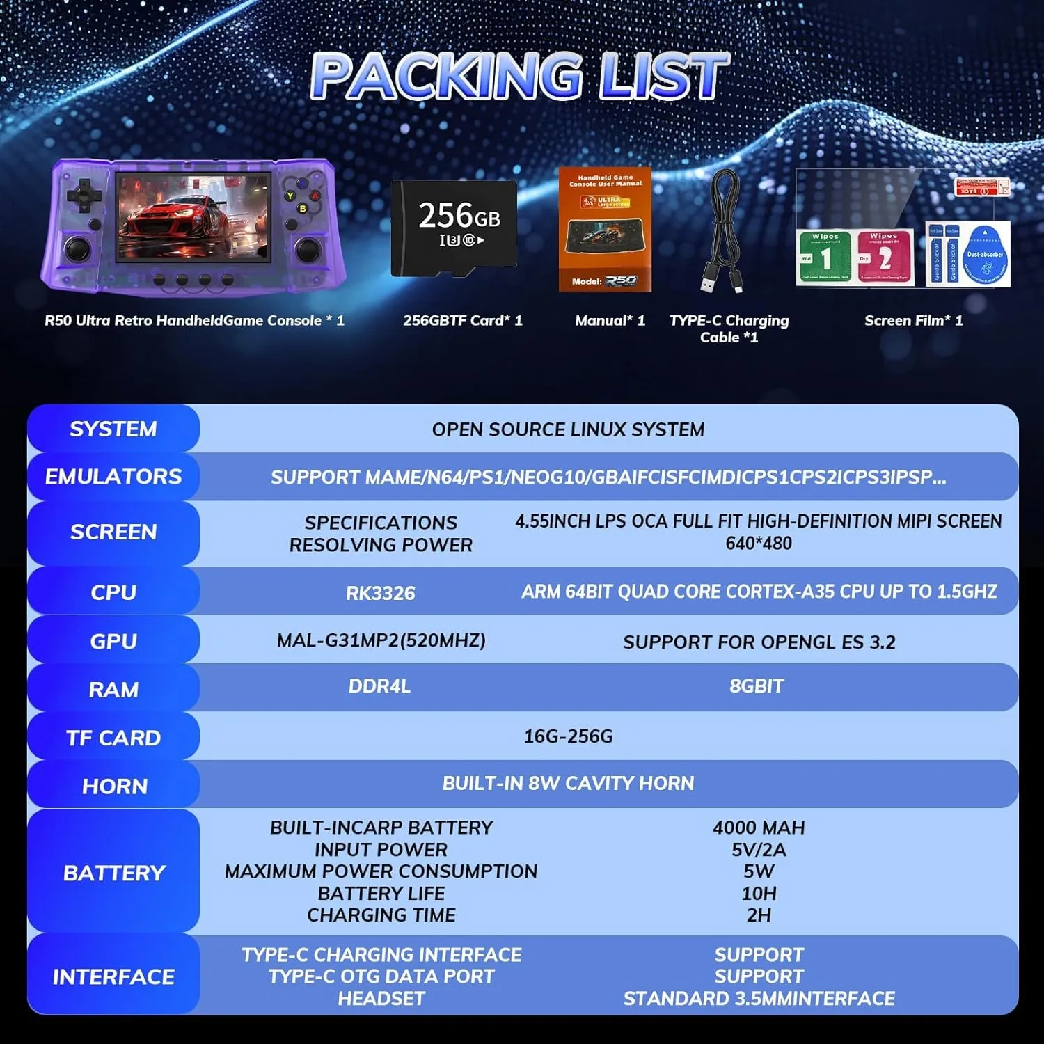Console rétro R50 Ultra, conso - Retro Handheld Console Linux Ips Screen avis et prix