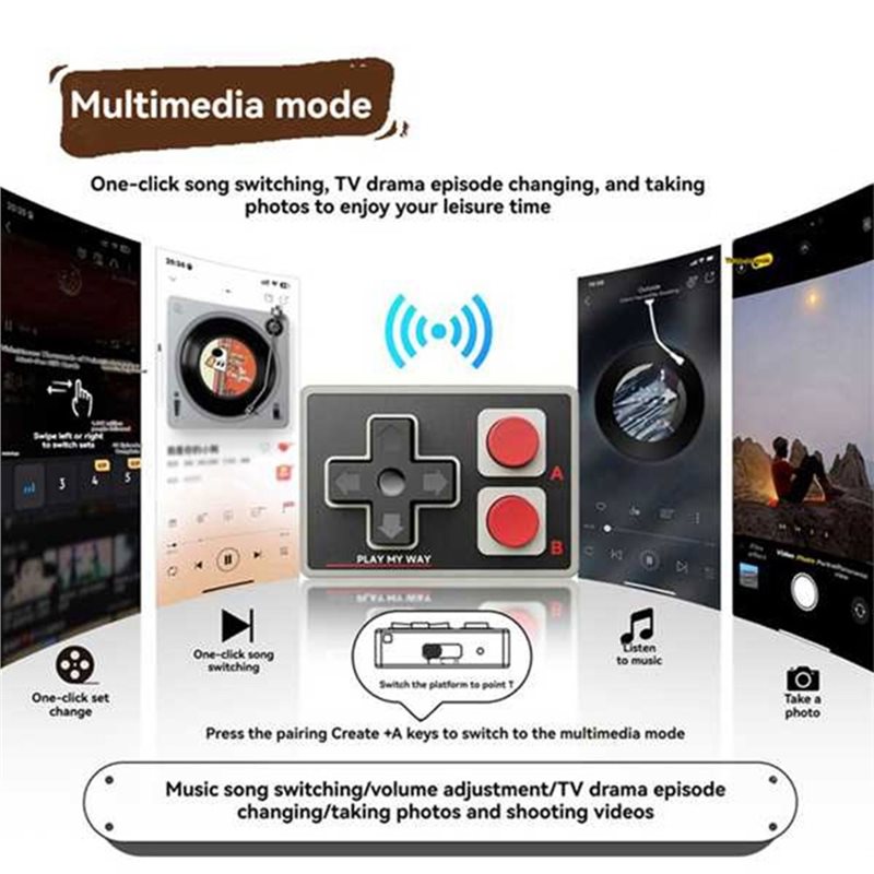 Manette de jeu Bluetooth Y44A, - Wireless Retro Controller Bluetooth Gamepad avis et prix